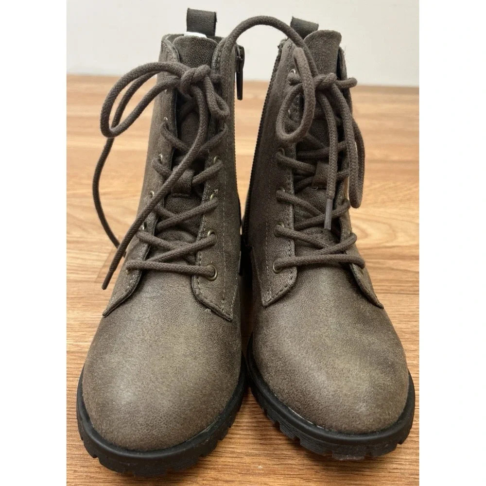 Sun + Stone Little Girls Frankie Boots, Brown Size 12 Zip Sides NEW